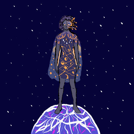 Being born from the stars standing on celestial object